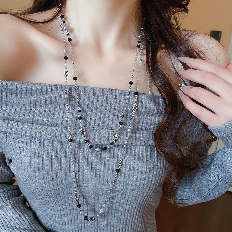 Bohemian vacation wind beaded necklace light luxury personality collarbone chain necklace