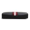Bally Classic Red And White Striped Leather Zipper Wallet Clutch Men Wallets Black HAIG-10