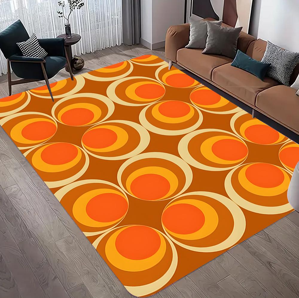 

Brown Groovy Retro Area Brown Orange Geometric Rug Groovy Dorm Decor Tangerine Mid Century Retro Home Decor Area Rug 40x60cm