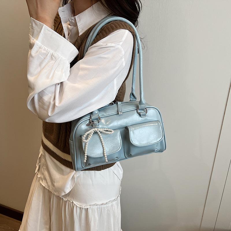 Ballet Style Bow Underarm Bag Women's 2025 New Large-capacity Solid Color Portable Shoulder Bag