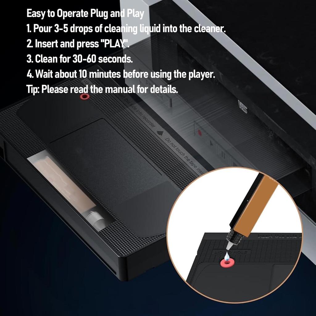 VCR Head Cleaner Wet Technology Reusable Safe Cleaning VHS Video Head Cleaner for VCR VHS Player VCR Player Head Cleaner