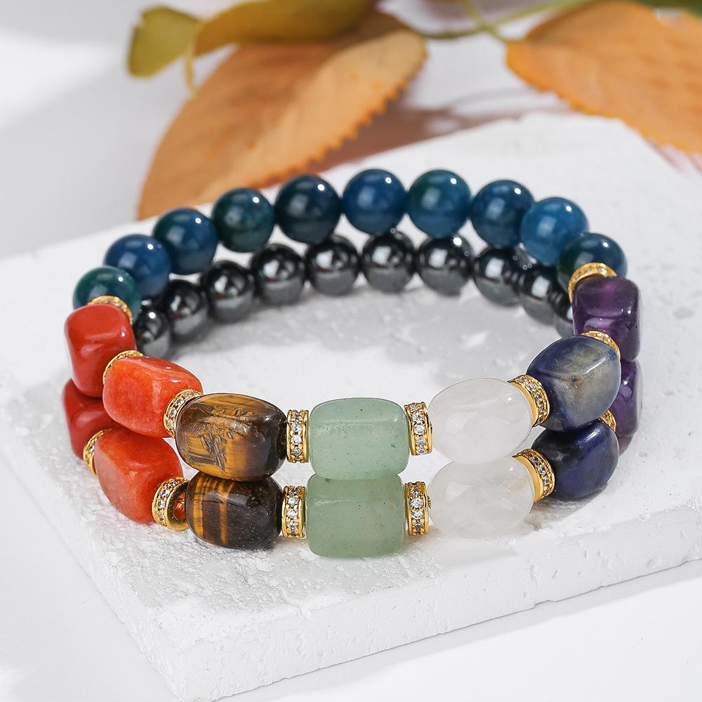 Natural Crystal Bracelet, Black Gallstones, Blue Phosphorus Grey, Beaded Bracelet, Bohemian Bracelet, Jewelry
