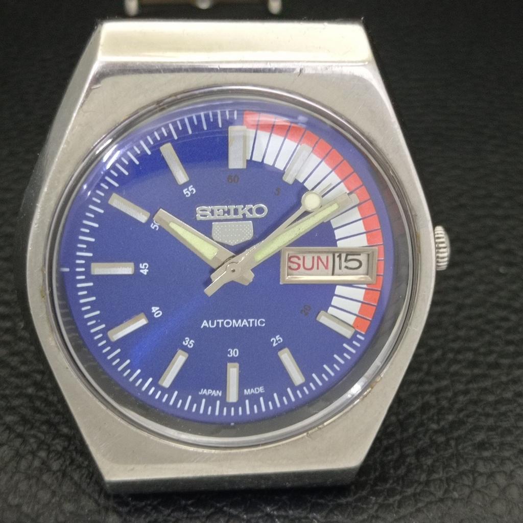 JAPAN VINTAGE SEIKO 5 AUTOMATIC 6309A MENS BLUE COLOR DIAL WATCH A701456-5 R206b-a701456