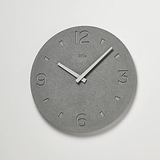 Lemnos Analog Wall Diatomaceous Diatomaceous Earth Clock Diameter Thickness 4cm Clock, Earth, Gray, (Scraped Finish), NY21-03GY, 28.5cm,