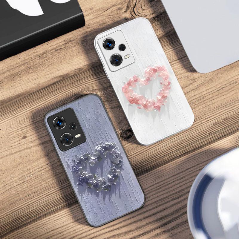 Heart-shaped Flower For Xiaomi 14 Ultra 13 Lite Redmi Note 13 11 Pro 12 Plus Poco X6 3 Pro F4 6 GT Tempered Glass Phone Case