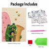 Cute Frog Playing Saxophone Pearl Painting Kit with Frame Sparkling Canvas Art Romantic Bedroom Decor Gift for Adults Creative DIY Wall Art