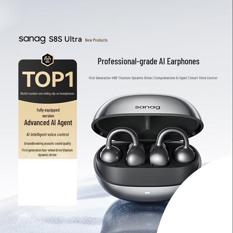 SANAG S8S Ultra AI Smart Clip-On Bluetooth Earbuds
