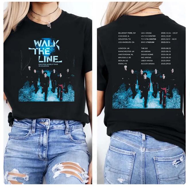 ENHYPEN Мировой тур Walk The Line В США ЕВРОПЕ Футболка Enhypen Футболка Enhypen 2025 4XL