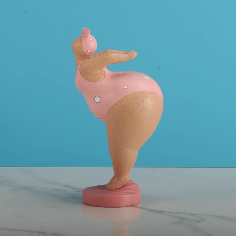 1pc Charming Fat Woman Art Ornament - Durable Resin Home Decor - Adorable Tabletop Accent for Living Room, Bar & Cafe - Eye-Catc
