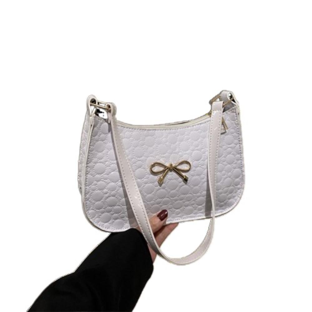 PU Leather Underarm Tote Bag Elegant Women Handbag Simple Bowknot Shoulder Bag  Work