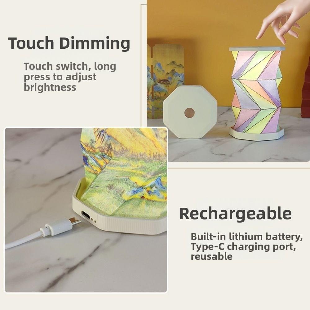 Portable Folding Table Lamp Rechargeable Night Light Foldable Paper Lamp  Bedroom Living Room