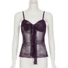 European & American Retro Print Spaghetti Strap Waist-Cinching Slim Bandeau Top