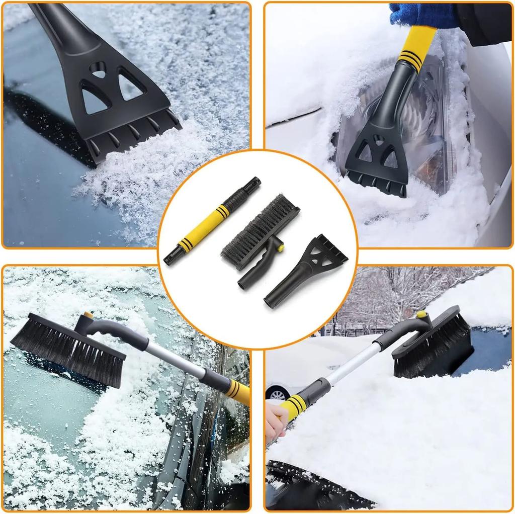 New 3 In 1 Adjustable Ice Scraper Brush Car Windshield Snow Remove Car Snow Removal Brush Car Cleaning Car Interior Wash Tool
