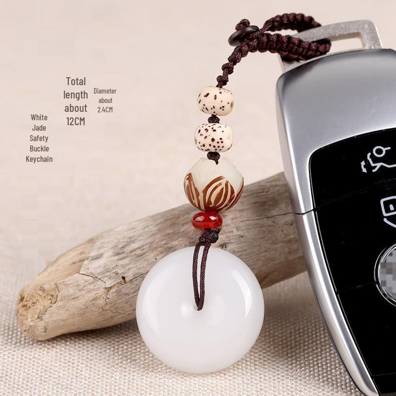 Chalcedony Pixiu Wealth Keychain & Agate Peace Buckle Pendant