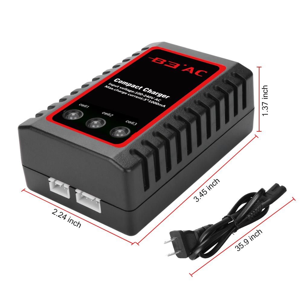 B3AC RC Charger for 2s-3s LiPo Battery Compact Balance Charger 2-3 Cells Lipo Balancing RC Toys