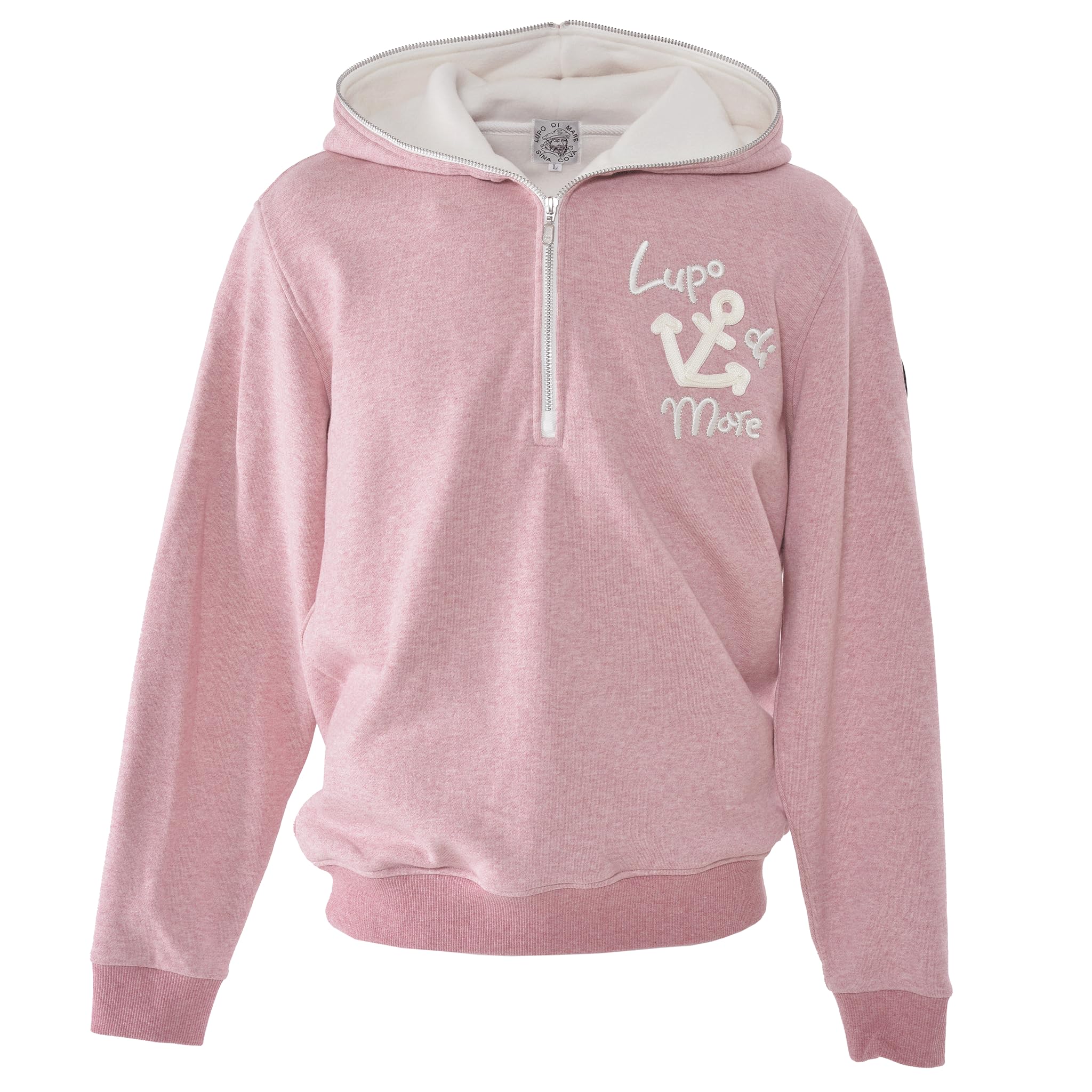

Sinacova Men s and Women s Half-Zip Hoodie, 100% Cotton, Organic Cotton Fleece Lining, Melange Embroidery, 24210090 (Red), Size S