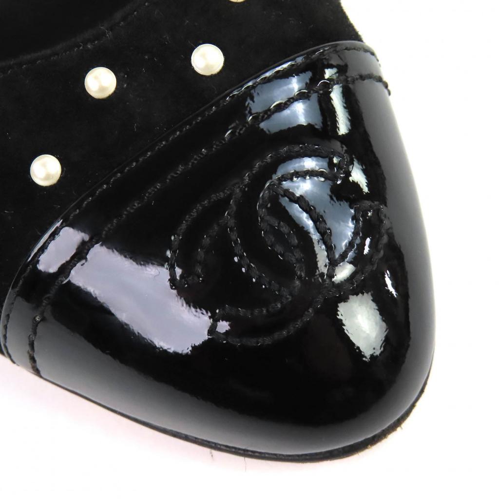 Great CHANEL pumps COCO Mark Faux Pearl Patent Leather Suede black 36 G33423 Used