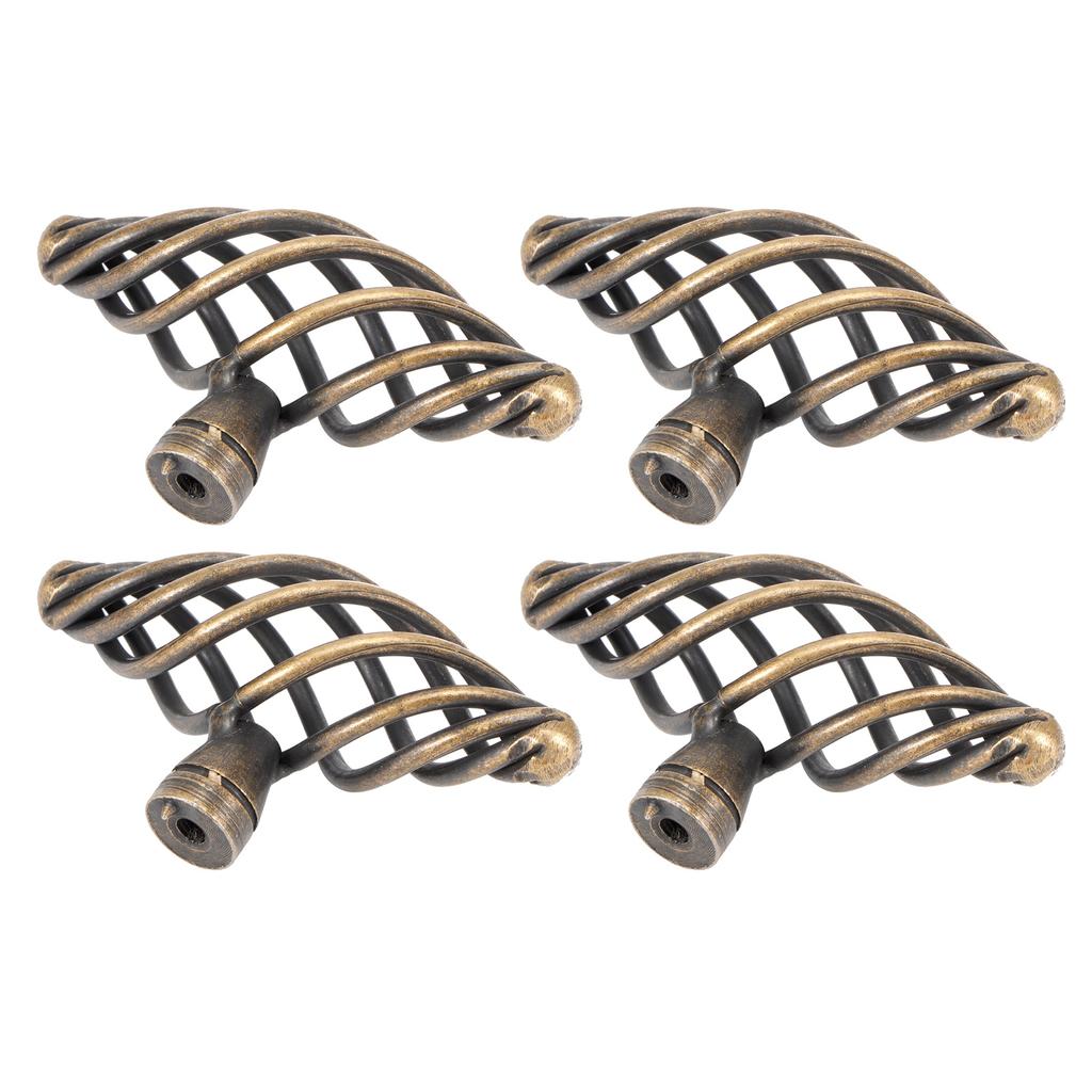 4Pcs Door Handle Antique Zinc Alloy Pull Knobs Closet Wardrobe Drawer Cabinet Hardware Accessory