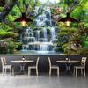 Tropical Rainforest Waterfall Wall Mural Green Plants Nature Scenery Wallpaper Home Decor
