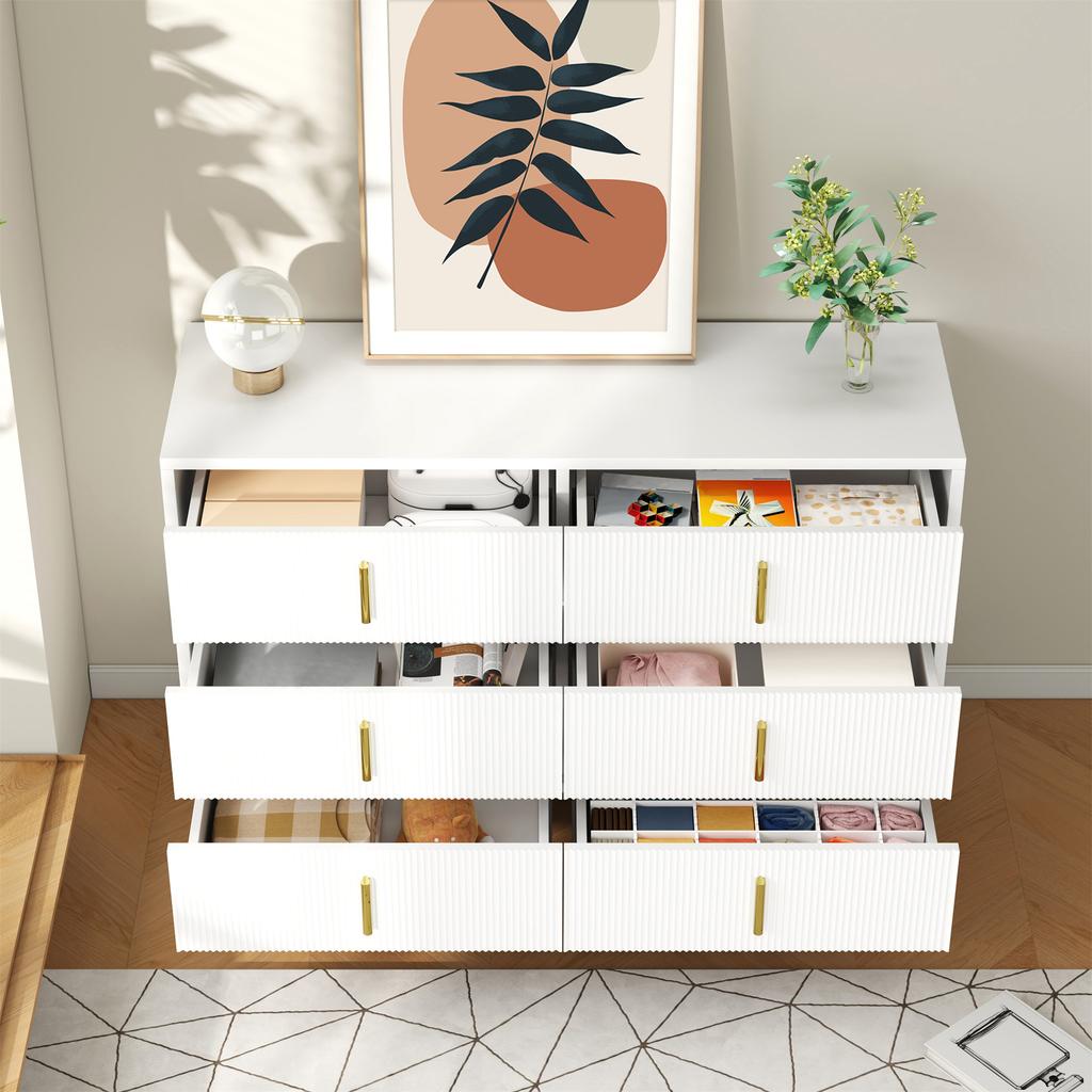 Elegant Sideboard with Modern Design, Chest of Drawers and Lots of Storage Space, Gold Handles