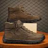 Men's Plus-Size Handmade Leather Ankle Boots: Fashionable Lace-Up Casual Shoes