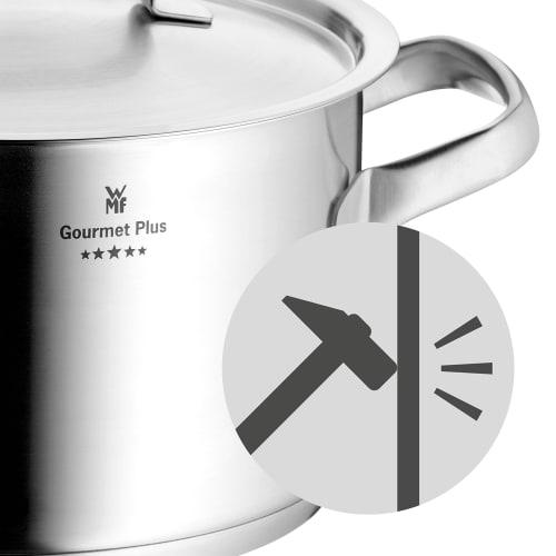WMF "Gourmet Plus Saucepan" 16cm Saucepan, Induction and Gas Compatible, Matte Finish, Heavy-Duty Design, Stainless Steel, 10-Year Warranty, W07261660