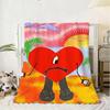Rapper Bad Bunny Throw Soft Flannel Blanket Warm Knee Skin-Friendly Throw for Sofa Office Bed Traveling Winter Oversize