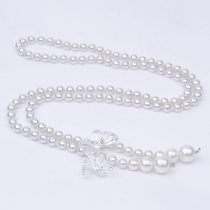 Single Row Imitation Pearl Waist Chain Dress Summer Belt Bow Buckle Pentagram Multi-Buckle Multi-Style