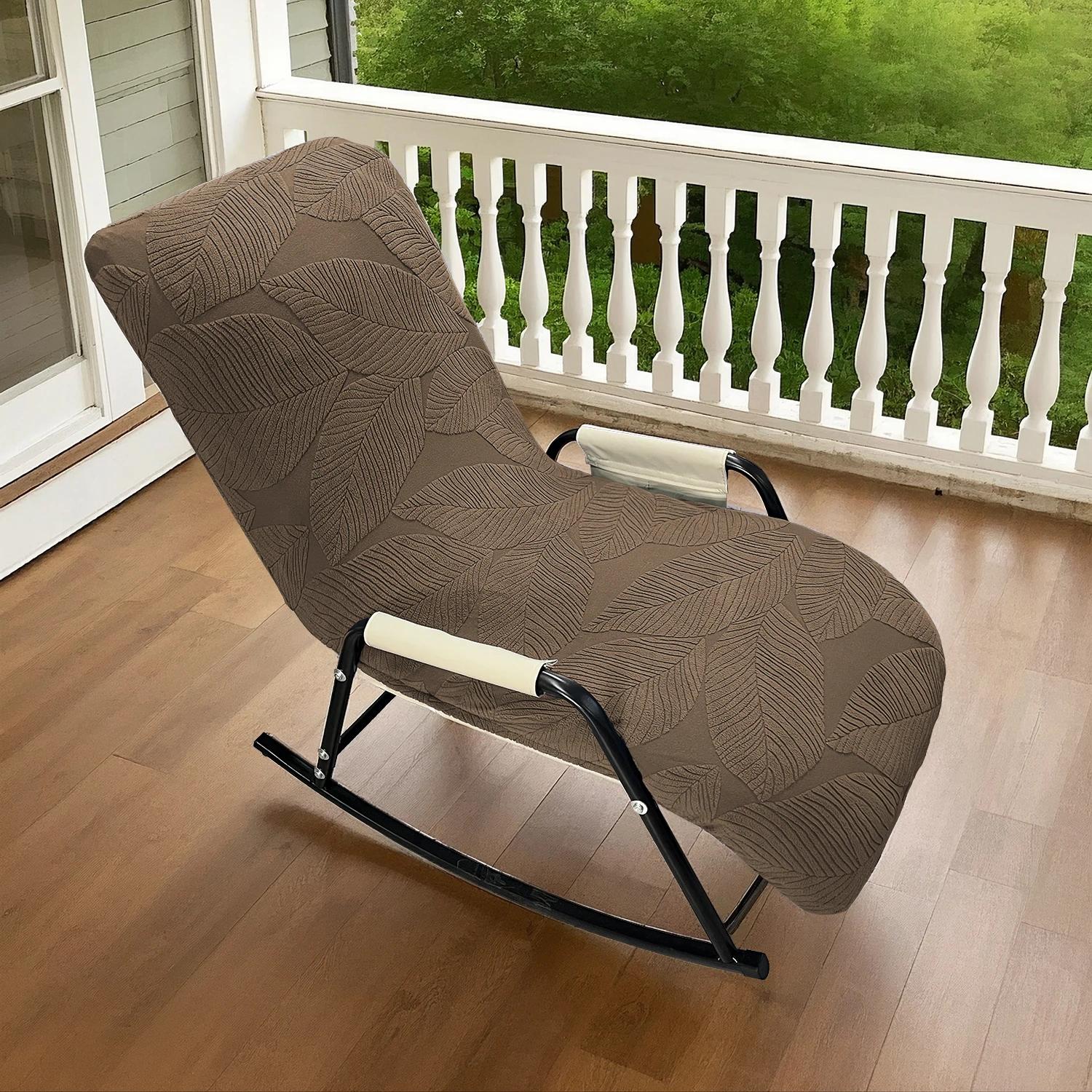 Jacquard Elastic Rocking Chair Covers Leaves Pattern Home Chair Protector Furniture Cover Balcony Relax Sofa Lounge Chair Covers 1PC