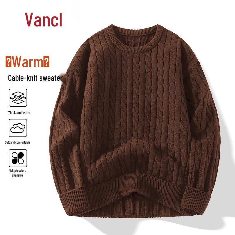 VANCL Men's Cable Knit Crew Neck Sweater