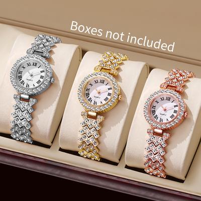 1/3PCS Luxury Rhinestone Women Watches Fashion Roma Dial Quartz Watch for Women Clock