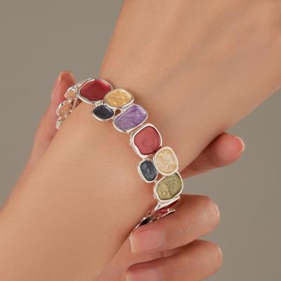 Vintage Geometry Square Bracelet Ethnic Style Retro Hand Ring Elastic Women's Bangle  Jewelry Gifts