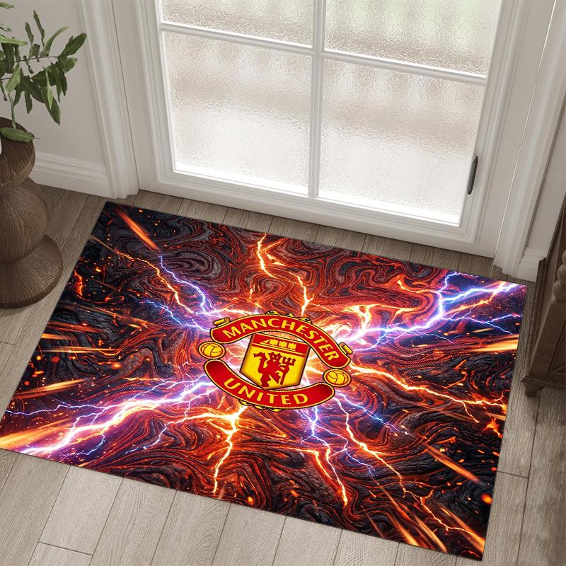 Manchester United Design Kristall Samt Teppich Gemütlich Nicht?Rutschfester Teppich mit Aufdruck für Schlafzimmer Wohnzimmer Eingang