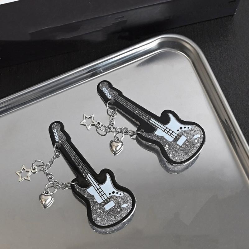 Guitar Shape Hair Clip Acrylic Barrette For Women Girl Sweet Cool Hair Accessories For Concert Parties Gathering Wear