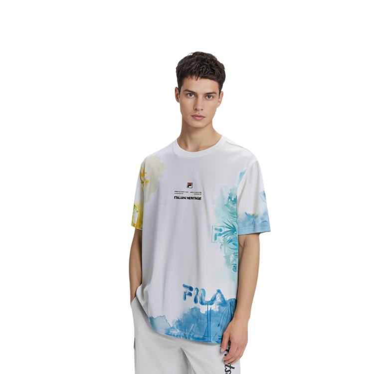 Fila All Over Print Shoulder T-Shirt Men Tops F11M328110F-ZA