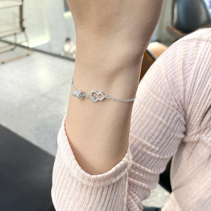 S999 Sterling Silver Gourd Slim Waist Bracelet – Elegant and Versatile Women's Light Luxury Style.