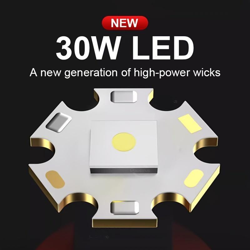 High Power LED Handheld Flashlight,5 Modes, Adjustable Beam, Type-C Fast Charging, Rechargeable Battery, Aluminum Alloy, with USB Cable