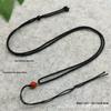 Adjustable Hand-Woven Jadeite Necklace with Red Bead Pendant and Thin Cord Lanyard