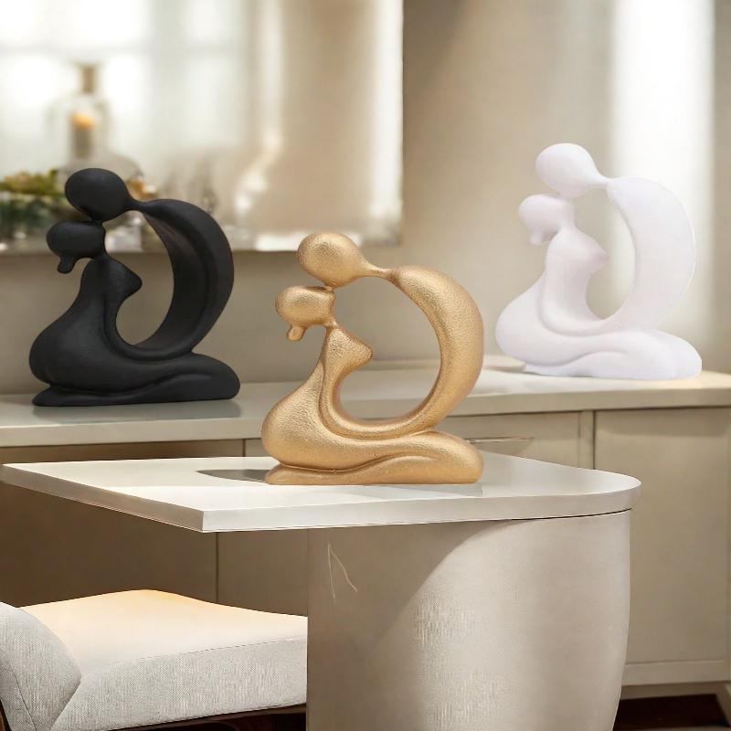 1Pc Nordic Modern Art Ins Style 3 Colors Kiss Couple Resin Crafts Decoration Ornaments Home Bedroom