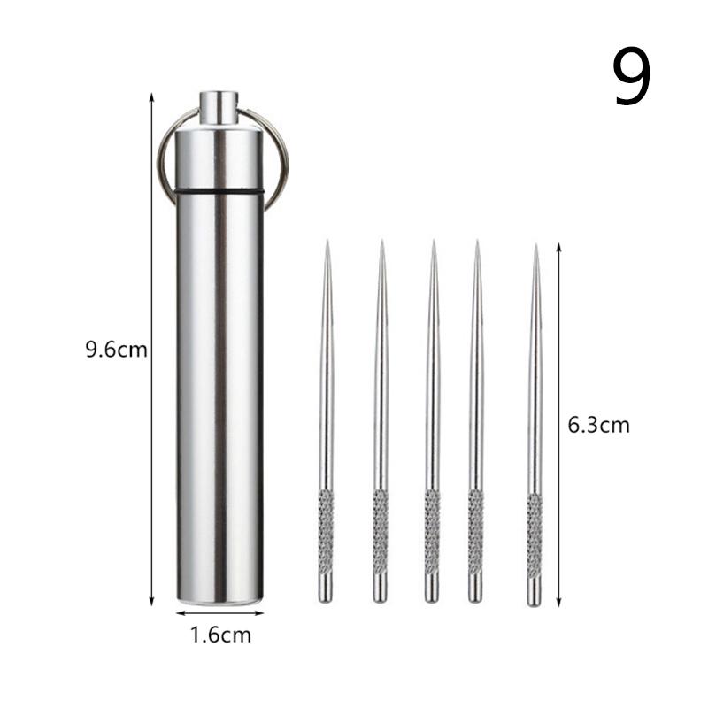 1pc Stainless Steel Toothpicks Pocket Set Portable Floss Pick Reusable Metal Toothpicks Tooth CleaningTool Kit With Storage Tube