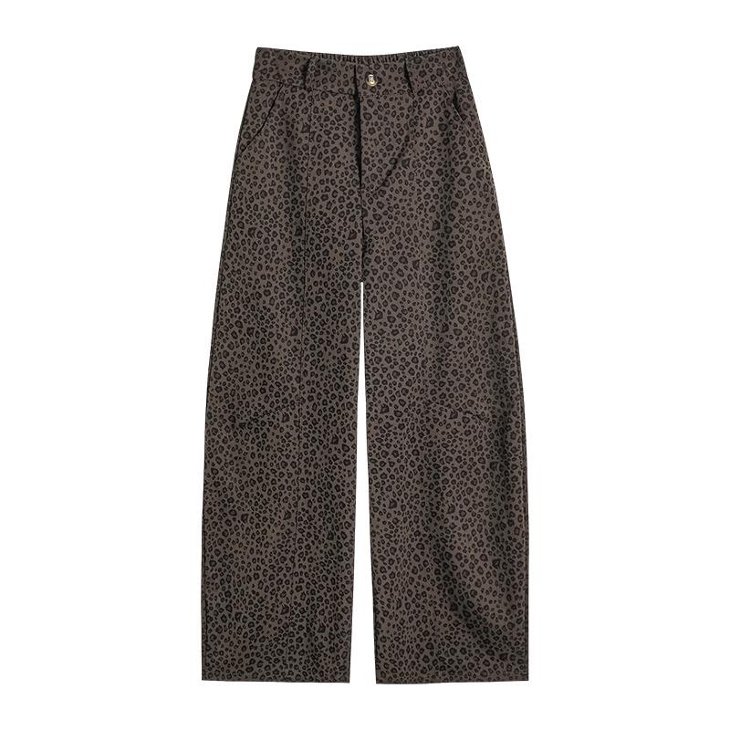 American Retro Leopard Print High-Waist Wide-Leg Pants - Spring 2026 Collection for Women