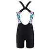 Girls Swim Bodysuit One Piece Swimwear Round Neck Sleeveless Open Back Print Short Jumpsuit Pool Beach Wear
