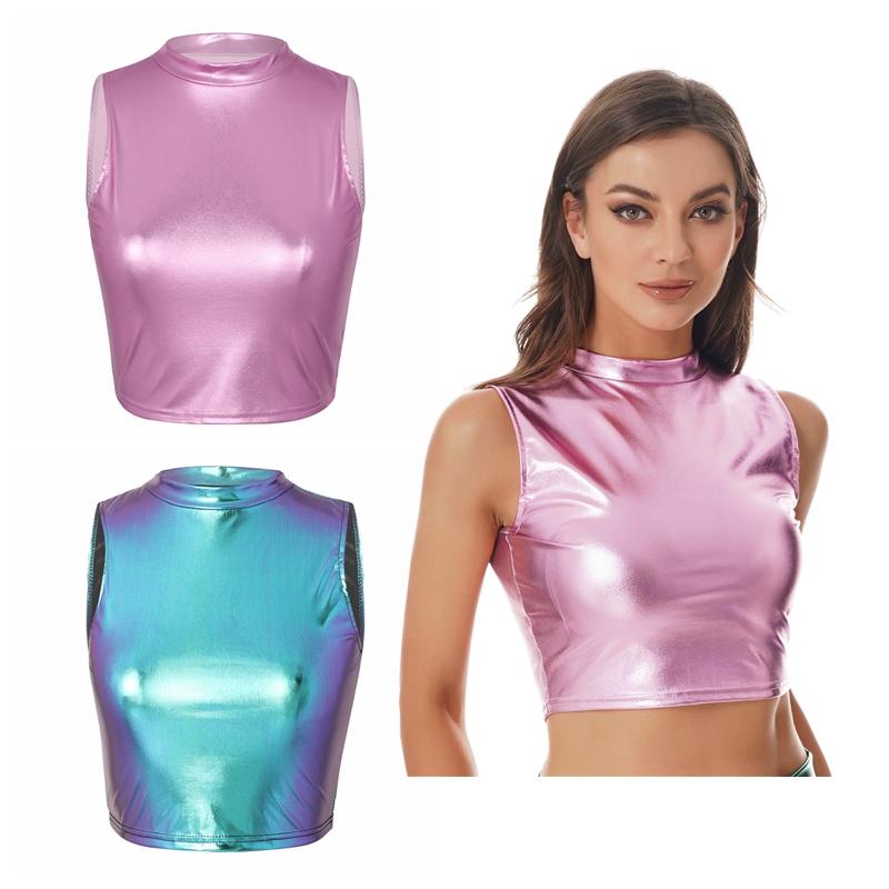 SHENHE Women's Halter Top Sparkly Glitter V Neck Party Crop Tops Club Rave Festival Outfits - Product Details