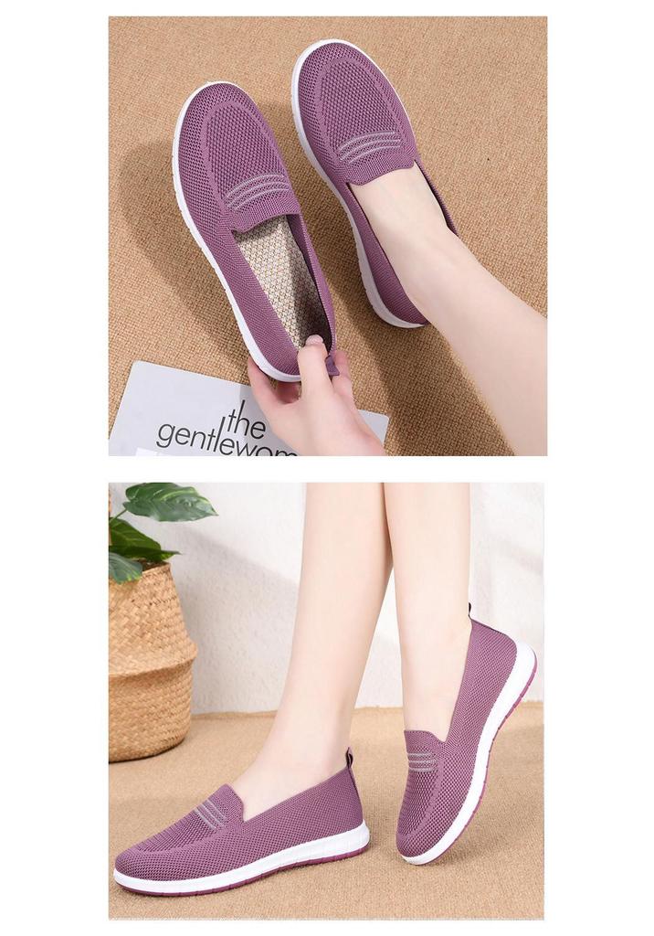 2026 Breathable Mesh Slip-On Flat Shoes for Middle-aged & Elderly - New Style Comfortable Old Beijing Cloth Mom Shoes