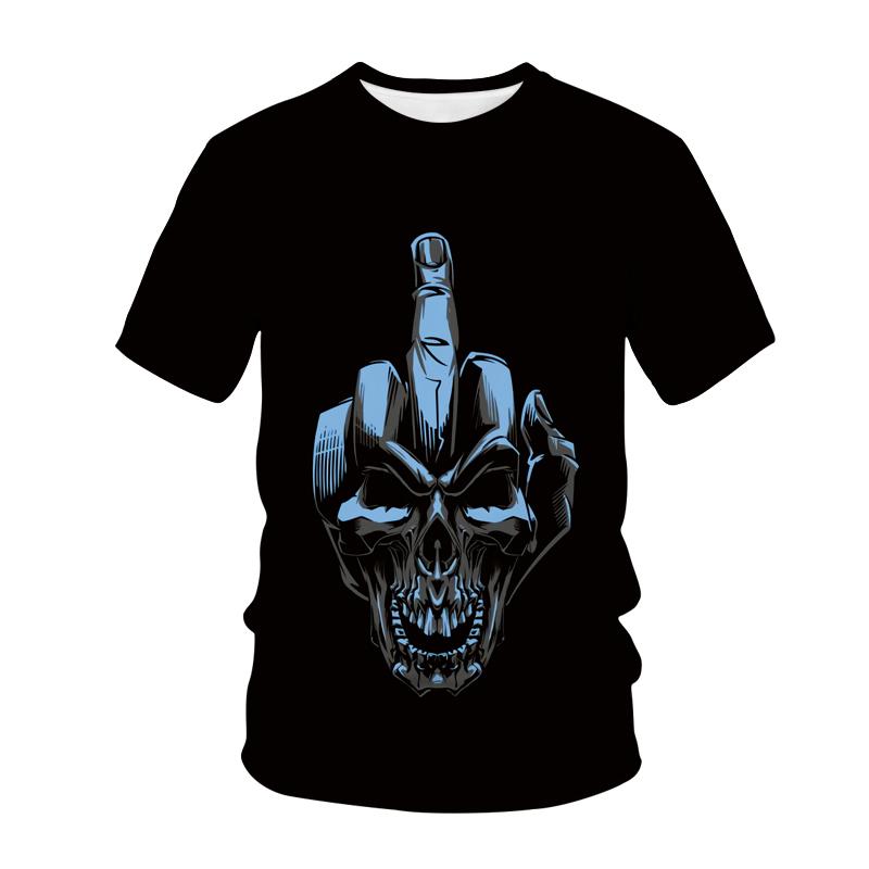 Neue männer Casual T-shirt Schädel Rock Straße Band 3D Druck Hip Hop Klassische Vintage Oansatz Lose Top Kurzarm