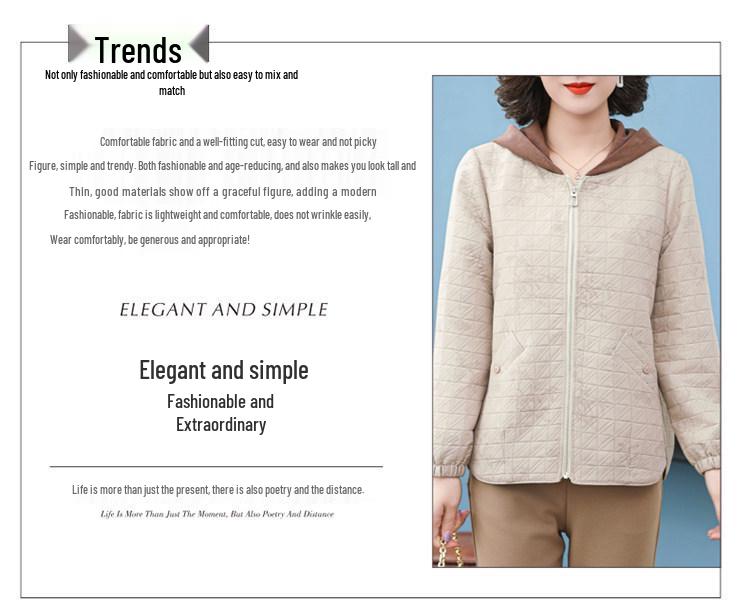 Stilvolle Herbst-Kapuzenjacke für Mütter - Vielseitige Frühjahrs- & Herbst-Freizeitkleidung für Frauen mittleren und höheren Alters