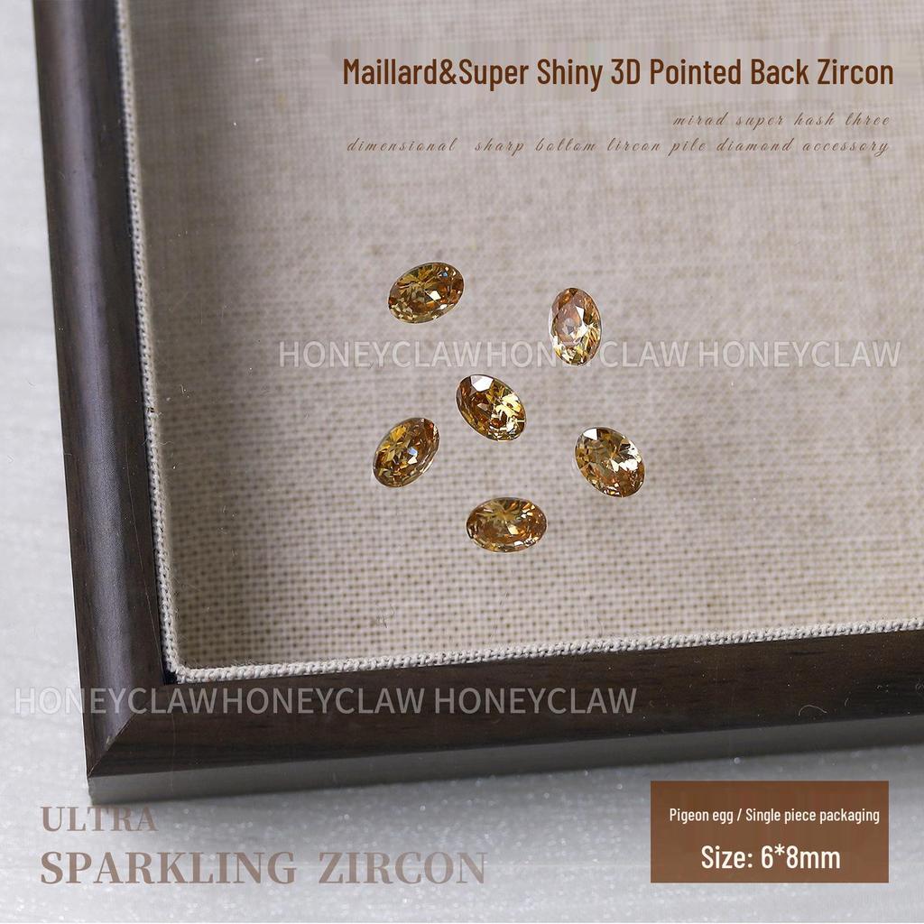 Champagne & Light Coffee Zircon Nail Art Gems: Large Pointed, Teardrop, Horse Eye, Pigeon Egg Shapes