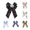 JMXD-Printed Fabric Brooch Bow Brooch Rhinestone Pin Collar
