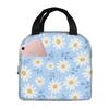 Insulated Lunch Box Daisy Flower Lunch Bag Spring Floral Reusable Bag Flowers Blue Cooler Tote Bags for Kids Teens Adults Girls