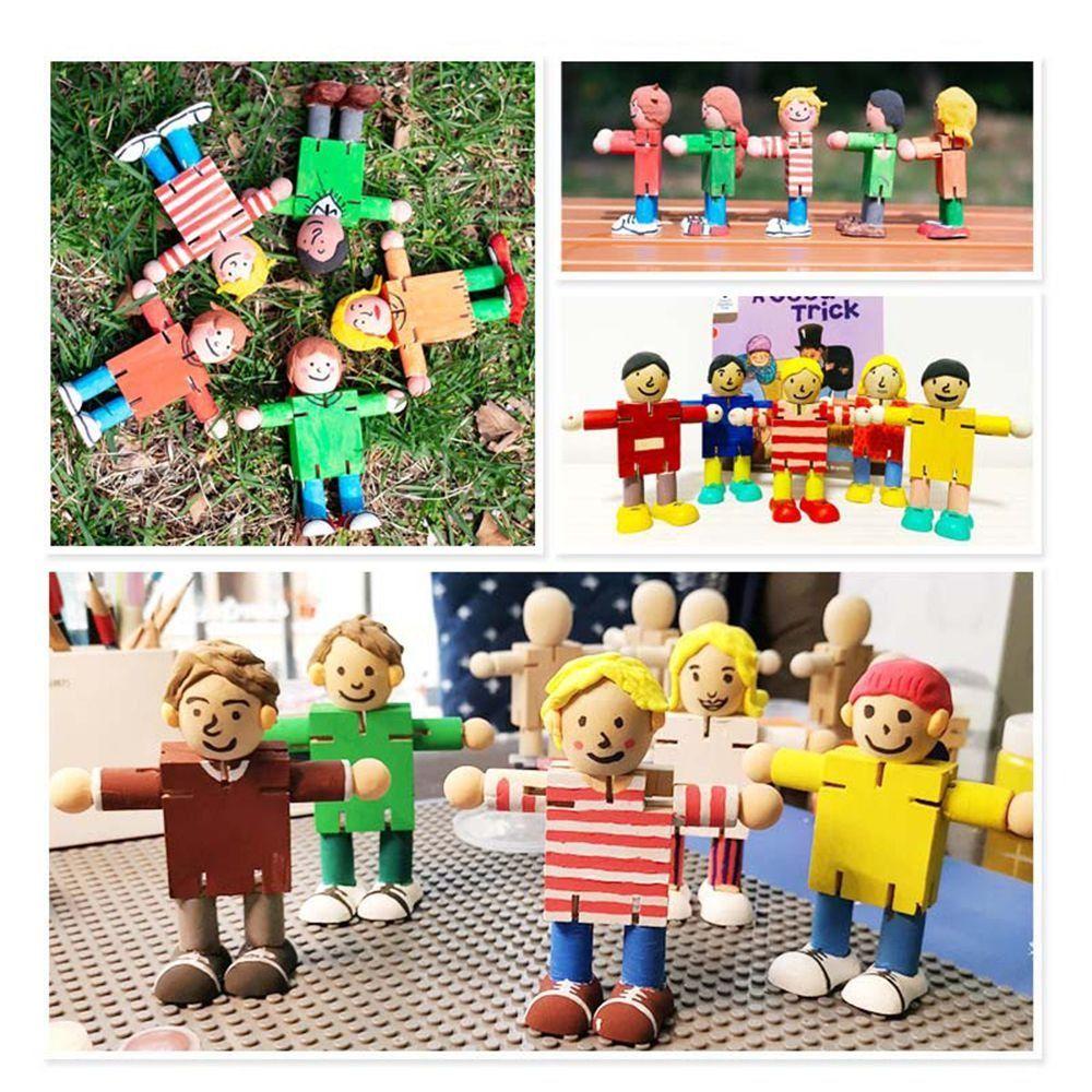 Wooden DIY White Blank Wooden Robot Doll Handicraft Toy Handicraft Toy  Toddlers Child